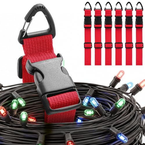 6 Pack Adjustable Extension Cord Holder Straps,Red - color: Red