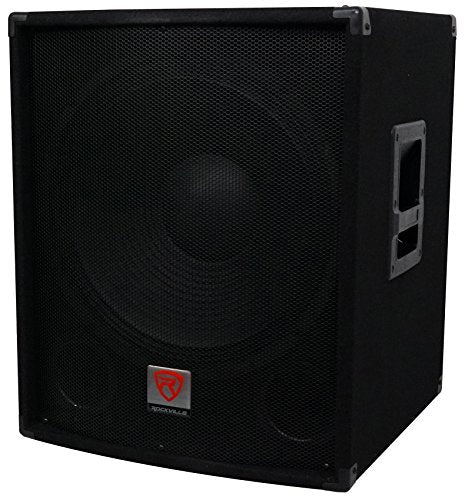 Rockville SBG1184 18" 1000W Pro DJ Subwoofer Bundle with WH4 Caster Wheels | Passive, 4 Ohm, SpeakON/1/4" In/Out, 500W RMS, 96dB, Pole Mount, Dual Ported MDF, 3" Locking Swivel Steel Wheels, 2-Items