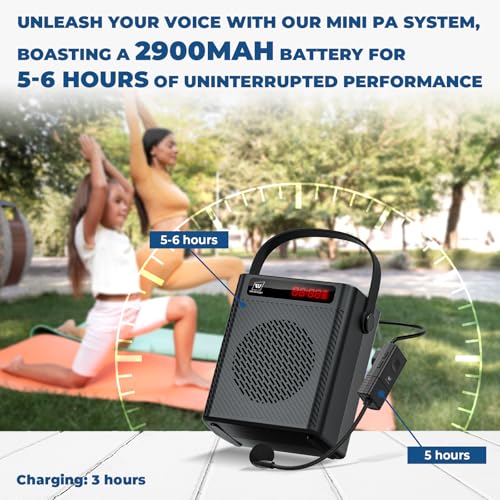 Voice Amplifier with Wireless Microphone & Speaker - Portable Bluetooth PA System, 30W Ultra-Light Rechargeable Hands-Free Megaphone for Teachers, Tour Guides & Outdoor Events - S93 | 2-in-1 Headset & Handheld Mic, Ultra-Light with Shoulder Strap, USB/TF/
