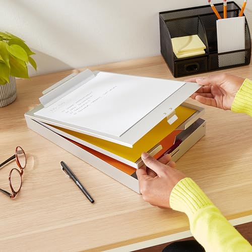 Amazon Basics Metal Clipboard with 2 Storage Compartments, Letter Size, 250 Sheet Capacity, Office Supplies with Self-Closing Latch, 14.1 x 9.2 x 2.6 inches, Silver