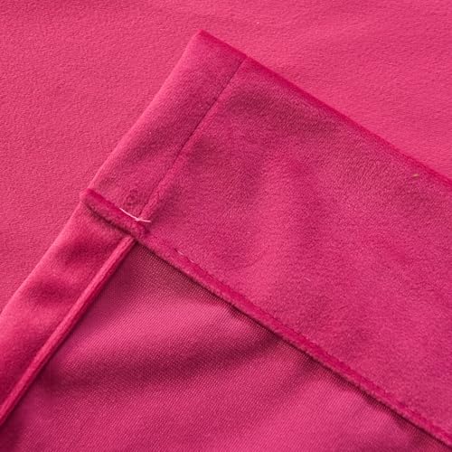 Hot Pink Velvet Curtain Set- Curtains with Bows for Living Room/Bedroom W52 x L84-inch, 2 Panels - color: Hot Pink, size: 52"W x 84"L (Pack of 2)