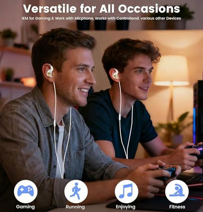 HJX QKZ AK6 SRS Wired IEM for Gaming Earbuds with MIC, in Ear Monitor Headphones, Deep Bass Sound, 1DD 11mm Dynamic Driver, IEM for Music Video Calling (Transparent) - color: transparent