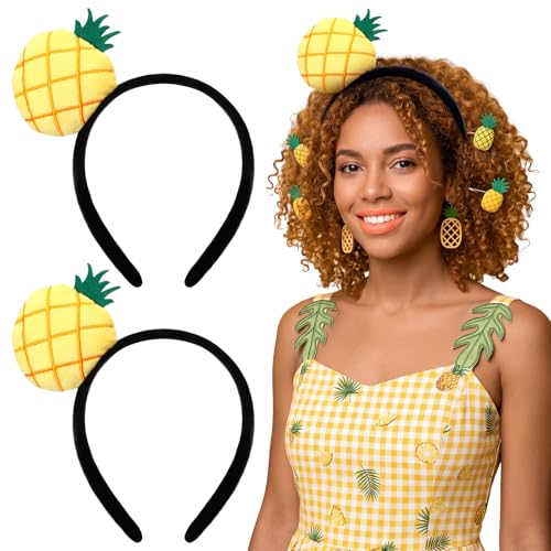 Knitgrip 2 Pcs Pickle Headband Funny Costume Accessories,Pineapple | Pineapple Hats for Adults Women, Halloween Party Dress Up, Novelty Headwear for Theme Events, Realistic Green Veggie Design - style: Pineapple