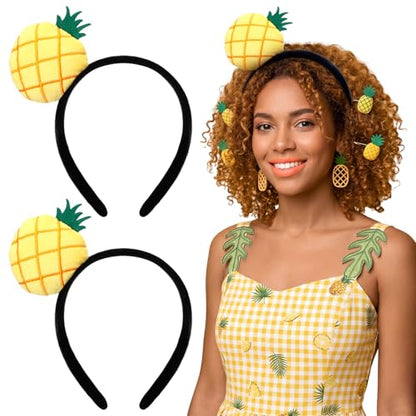 Knitgrip 2 Pcs Pickle Headband Funny Costume Accessories,Pineapple | Pineapple Hats for Adults Women, Halloween Party Dress Up, Novelty Headwear for Theme Events, Realistic Green Veggie Design - style: Pineapple
