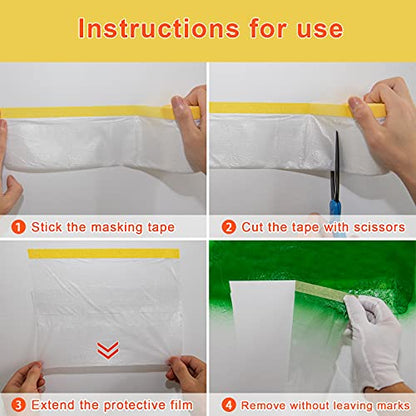 MyLifeUNIT Tape and Drape, 6 Pack Masking Paper for Automotive Painting Covering (66-Feet, 3 Sizes)