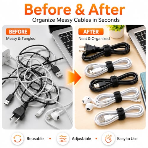 Ysenchan Hook and Loop Straps with Buckle, Reusable Adjustable Cable Management Straps, Heavy Duty Cinch Straps for Cords, Hoses, Bike Gear & Home Organization, 1" x 10", Black, 10 Pack - size: 10 Inch