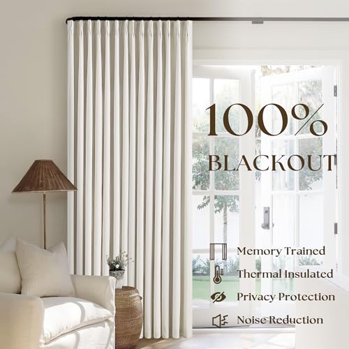 Natural Linen Pinch Pleated Full Blackout Curtains 94 Inch Long 2 Panels - color: Natural Linen, size: 40"W x 94"L (Pack of 2)