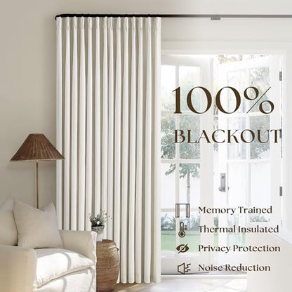 Natural Linen Pinch Pleated Full Blackout Curtains 94 Inch Long 2 Panels - color: Natural Linen, size: 40"W x 94"L (Pack of 2)