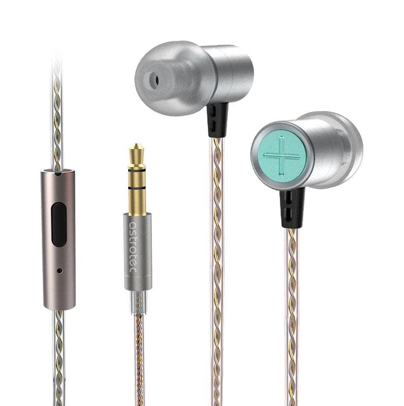 keephifi Astrotec Vesna Wired Earbuds with Microphone Tiny Earbuds in Ear Monitor with LCP Diaphragm Portable Earphones Noise Cancelling Earbuds Neutral Balanced Sound for Sport (Silver with Mic)