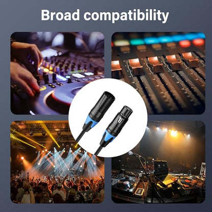 GINTOOYUN DMX Cable 5 Pin Signal XLR Male to Female Wire DMX512 XLR Male to Female Stage Light Signal Cable with Metal Connectors, Connection for Stage & DJ Lighting fixtures(0.5M)