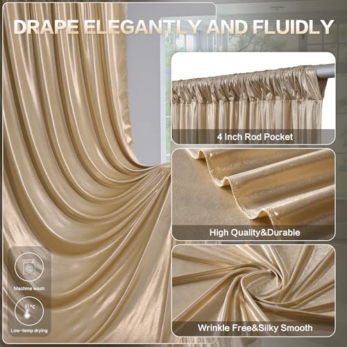 gogoparti 20x10FT Champagne Gold Sequin Backdrop Curtain - 4 Panels of 5x10FT Wrinkle-Free Glitter Drapes for Photography, Birthdays, Weddings & Graduations - color: Champagne, size: 5FT x 10FT(4 panels)