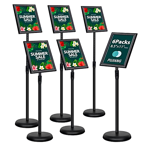 6Packs Sign Holder Stand 8.5 x 11 - Adjustable Heavy Duty Poster Sign Stands for Display 8.5 x 11 - Floor Standing Sign Holder for Vertical and Horizontal Sign Displayed(Black) - size: 8.5"x11" 6pack