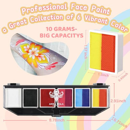 Professional Face Paint（60gm),Water Activated Face Body Painting Kit for Kids & Adults,Hypoallergenic & Non-Toxic,Perfect for Birthday Parties/Halloween/Carnival - color: Six-panel face paint tray