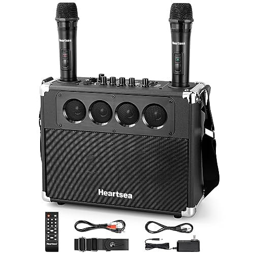 HEARTSEA Karaoke Machine with Wireless Mics, Portable Bluetooth Speaker