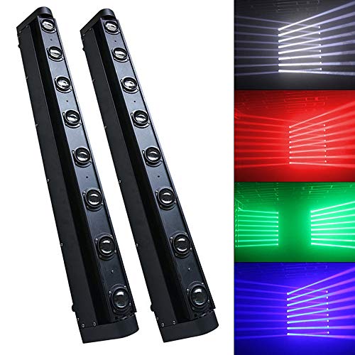 2 PCS Wash Light Bar 8x10W LED Light Bar, 124W RGBW Stage Light Moving Head Beam Light Dance Floor Lights 8 Pixels Strobe Lights for Halloween, Wedding, Party, DJ