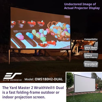 Elite Screens 100-inch Wraith Veil DUAL, 16:9, 0.8 Gain, 150° Viewing Angle, Front & Rear Projection Screen, Yardmaster 2 OMS100H2-Dual - color: Front and Rear Projection, size: 100-inch, 16:9, style: Yard Master 2 Dual