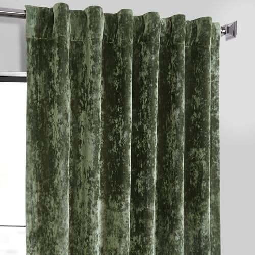 HPD Half Price Drapes Lush Crush Velvet Curtains - Room Darkening Curtain 120 Inches Long for Bedroom & Living Room, Luxury Look, Rod Pocket Design, (1 Panel), 50W x 120L, Emerald Green - color: Emerald Green, size: 50"W x 120"L (Pack of 1)