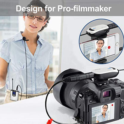 Alvoxcon Wireless Headset Lavalier Microphone System Wireless Lapel Mic Best for iPhone, DSLR Camera, PA Speaker, YouTube, Podcast, Video Recording, Conference, Vlogging, Church, Interview, Teaching
