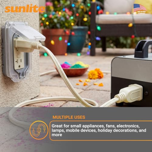 Sunlite 04150-SU EX6/AP Medium Duty Appliance 6-Foot Extension Cord, Three Prong, 14/3 Gauge, 15 Amp, Beige - size: 6'