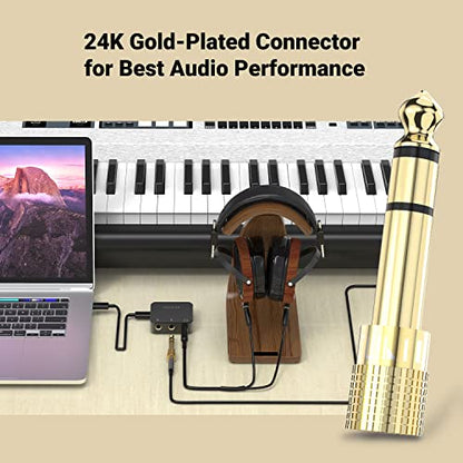 Cubilux 6.35mm to 3.5mm Audio Adapter, Gold Plated 1/4" Male to 1/8" Female TRS Stereo AUX Connector Converter for Guitar Keyboard Digital Piano Studio Monitor Amplifier Mixer Splitter, 3-Pack - color: 3-Pack