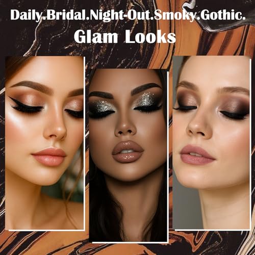 Matte Eyeshadow Palette Pro 18 Colors Pigmented Shimmer Glitter Eye Shadow Palette, Long Lasting Waterproof Dark Smokey Powder Cosmetics Pallet Halloween Valentine Gift Makeup Kit (01# Seductress) - color: Seductress