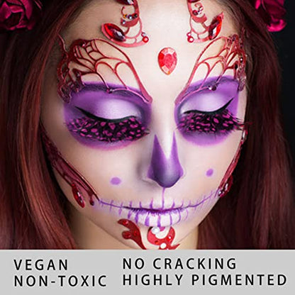 MEICOLY Purple Cream Face Body Paint,2.37Oz Large Tube Water Based Non-Toxic Full Body Paint for Adult and Kids,Highly Pigmented Face Painting for Halloween SFX Special Effects Ursula Cosplay Makeup - color: Purple
