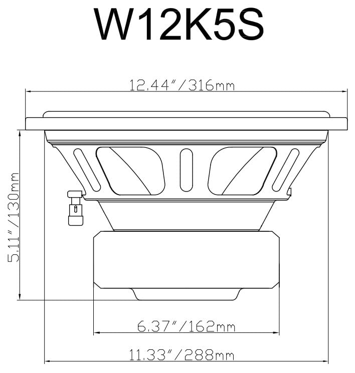 Rockville K5 W12K5S4 1400W Peak 350W RMS 12-Inch Car Audio Subwoofer, 4 Ohm, Deep Bass, High Power Handling, Durable Build, for Car Audio Enthusiasts - style: 12” 4 Ohm