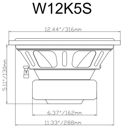 Rockville K5 W12K5S4 1400W Peak 350W RMS 12-Inch Car Audio Subwoofer, 4 Ohm, Deep Bass, High Power Handling, Durable Build, for Car Audio Enthusiasts - style: 12” 4 Ohm