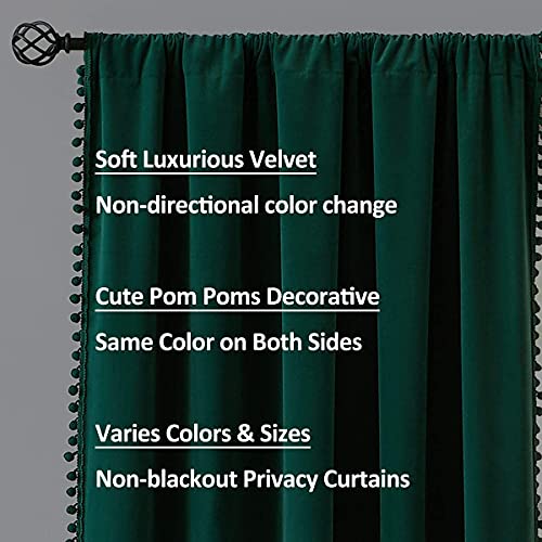 Green Pom Pom Velvet Curtains for Living Room Christmas 2"x 63" 2pcs Kids - color: Pom Pom- Green 2, size: 42"W x 63"L (Pack of 2)