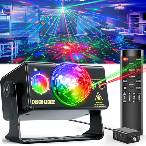 Party Lights Dj Disco Light Disco Ball Light LED Stage Strobe Lights Projector Sound Activated with Remote Control for Parties Club Bar Holiday Christmas Dance Gift Birthday Xmas Wedding Home Décor - size: Plastic shell
