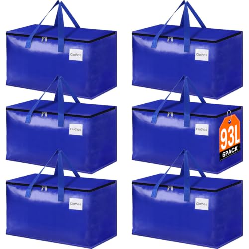 StorageRight Moving Bags, Moving Boxes, 93L 6-Pack Sotrage Bags Totes, Blue - color: Blue, size: 6 Pack