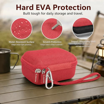 Hard EVA Carrying Case Compatible with JBL Go 5/4/3 Ultra-Portable Speaker | Travel Storage Bag with Mesh Pocket, Double Zipper, Stay-In-Place Strap, Detachable Handle, Carabiner, Case Only，Red - color: Red