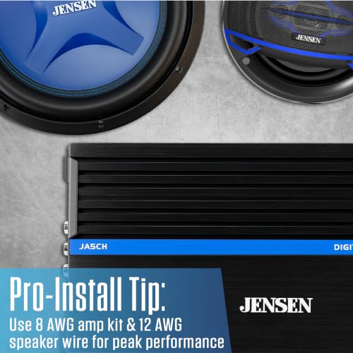 Jensen JA5CH 5-Channel Class-D Car Amp 1,500W Peak CTA-2006-D Certified | Powers 4 speakers & a subwoofer, bridgeable design, compact efficient build, CTA-2006-D certified Class-D 5-channel power - style: 5 Channel