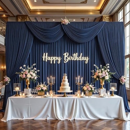 40ft x 12ft Navy Blue Backdrop Curtains for Wedding Parties - color: Navy Blue, size: W5' x H12'(8 panels)