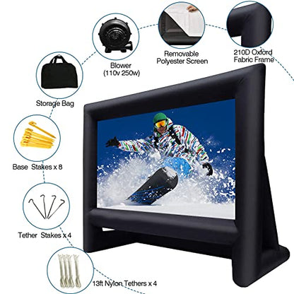 XHYCPY 20 Feet Inflatable Projector Screen Outdoor Inflatable Movie Screen with Air Blower Storage Bag, Easy Set Up Blow Up Screen for Backyard Movie Night, Theme Parties, Celebrations - size: 20ft