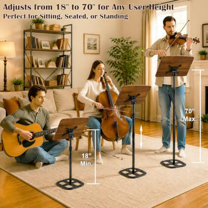 Podium Stand, 19.7-67 Inch Height Adjustable Lectern Podium with 16.6 x 12.6 Inch Tilting Desktop, 2 Storage Trays and Microphone Holder, Portable Floor Stand for Church, Classroom, Speech, Black