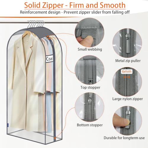 52" Clear Garment Bags for Hanging Clothes 10" Side Gusset, Suit Bags for Closet Storage, Suit Cover for Shirts Coats Dresses (24"X52"X10" 3Pack) - size: 52" 3pack
