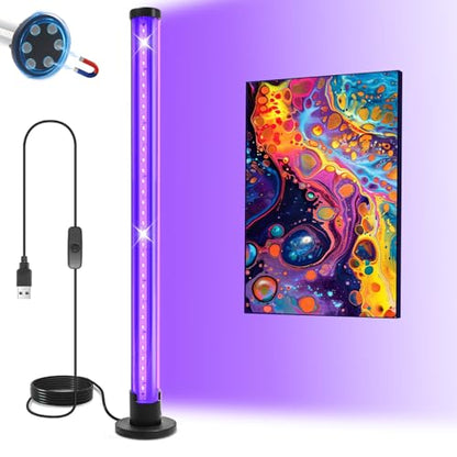 15W LED Black Lights, Vertical Standing Table Blacklight Fixture, 390-400nm, Desktop Led Black Light with Stand, 5FT Cord and Switch,Black Lights Party Supplies, 1pack