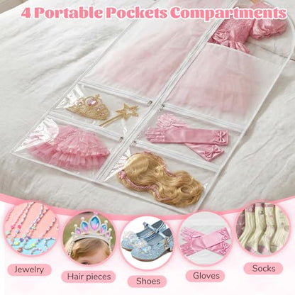 12 Pack Garment Bags for Dance Costumes, 40" Kids Clear Garment Bags for Hanging Clothes with 4 Zipper Pocket, Dance Competition Must Haves for Dance Competition, Travel, Closet Storage
