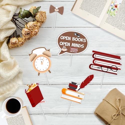 Sursurprise Book Club Party Decorations, 24Pcs Book Club Photo Props, Reading Book Photo Props Decor for Book Lover Birthday Library Party Supplies