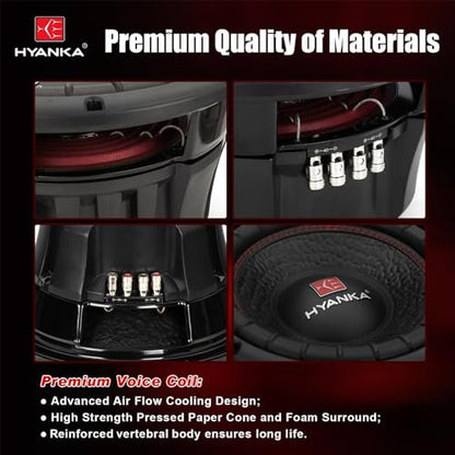 H YANKA BSC-12-4 12 Inch Subwoofer - 1000W MAX Power 12 Inch Paper Cone Subwoofer Car Audio, Black Iron Basket, 2.5“ Dual Voice Coil 4 Ohm Impedance 12 Sub for Cars - size: 12" Dual 4 Ohm