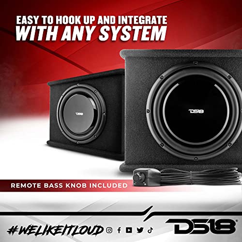 DS18 SB12A 12 Inches Shallow Subwoofer Enclosure with Built in Amplifier – Car Audio All in One Amplifier and Subwoofer Bass Package 700 Watts Power – Great Stealth Car Subwoofer in Box with Amp - style: 12-Inch
