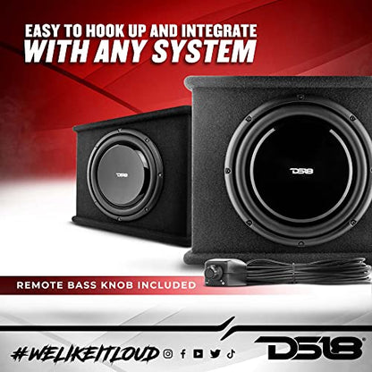 DS18 SB12A 12 Inches Shallow Subwoofer Enclosure with Built in Amplifier – Car Audio All in One Amplifier and Subwoofer Bass Package 700 Watts Power – Great Stealth Car Subwoofer in Box with Amp - style: 12-Inch