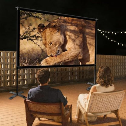 120 inch Outdoor Projector Screen with Stand, Portable Projector Screen with Carry Bag, 4K Anti Light Glare Movie Projection Screen for World Cup Indoor Room Home Theate