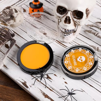 UCANBE Yellow Face Body Paint Makeup Foundation, Professional Cream Greasepaint for Kids & Adults, Non-Toxic SFX Makeup Facepaint Kit for Halloween Parties, Minions Emoji Lion Tiger Costume & Cosplay - color: Yellow