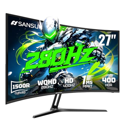 SANSUI 27 Inch 280Hz Curved Gaming Monitor,WQHD 280Hz / HD 400Hz Dual Mode, - size: 27