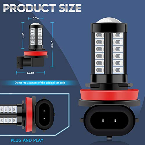 H8 H11 Car LED Fog Light Bulbs Replacement for Cars Super Bright 6000K Green 5730 33SMD for Daytime Running Lights DRL 12V-2Pcs - color: Green