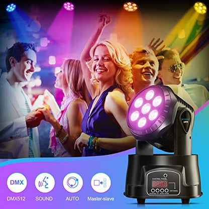 Betopper 7x8W Moving Head DJ Lights,RGBW Stage Lighting-2 Packs | 7x8W RGBW LEDs, DMX512/Auto/Sound/Master-Slave, Mini Moving Head Light For Stage, Party, Club, Wedding Event, Festival, Disco