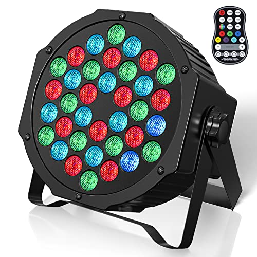 HOLDLAMP Rechargeable Stage Lights, 36W RGB Battery Powered Uplights, Wireless Uplights DJ Par Lights Sound Activated& Remote Control for Wedding Events Club Party Stage Lighting, 1 Pack - color: 1 Pack
