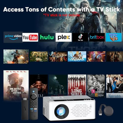 TMY 1080P Mini Portable Projector, 2-way Bluetooth, with 80in Screen | 1080P home theater, indoor/outdoor movies, Compatible with TV Stick/Roku/Phone/PC/PS/DVD/HDMI/USB - style: with Projector Screen